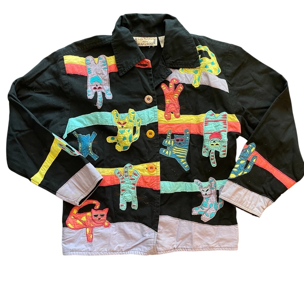 Vintage Crazy Cat Pattern Jacket